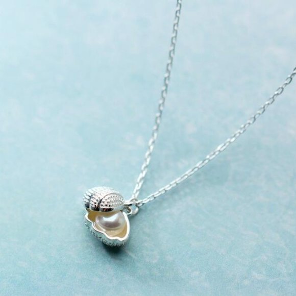 NEW 925 Sterling Silver Pearl Shell Necklace Y - Picture 3 of 8